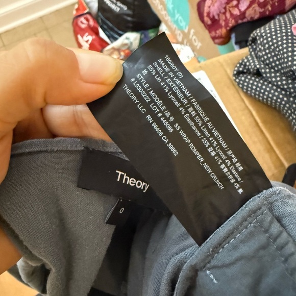 Theory Gray Short Sleeve New Crunch Wrap Romper - Picture 4 of 8